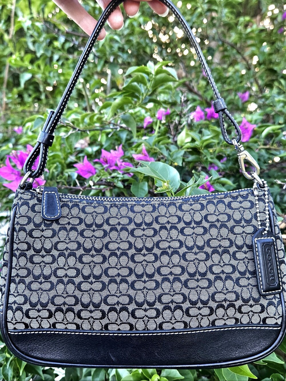 Coach 6622 Micro Signature Demi Black Gray Shoulder Bag Y2K Vintage